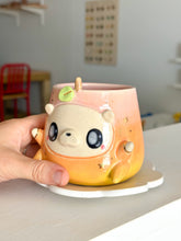 Load image into Gallery viewer, Fruity Bear: Peach Tea Cup & Saucer Set