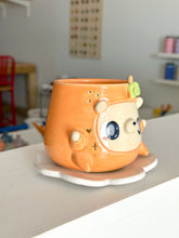Load image into Gallery viewer, Fruity Bear: Clementine Tea Cup & Saucer Set