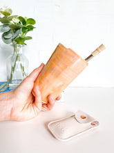 Load image into Gallery viewer, Orange Opal Travel Tumbler w/ Mother of Pearl Sukk Straw