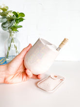 Load image into Gallery viewer, Opal Wine Glass w/ Mother of Pearl Sukk Straw