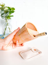 Load image into Gallery viewer, Orange Opal Travel Tumbler w/ Mother of Pearl Sukk Straw