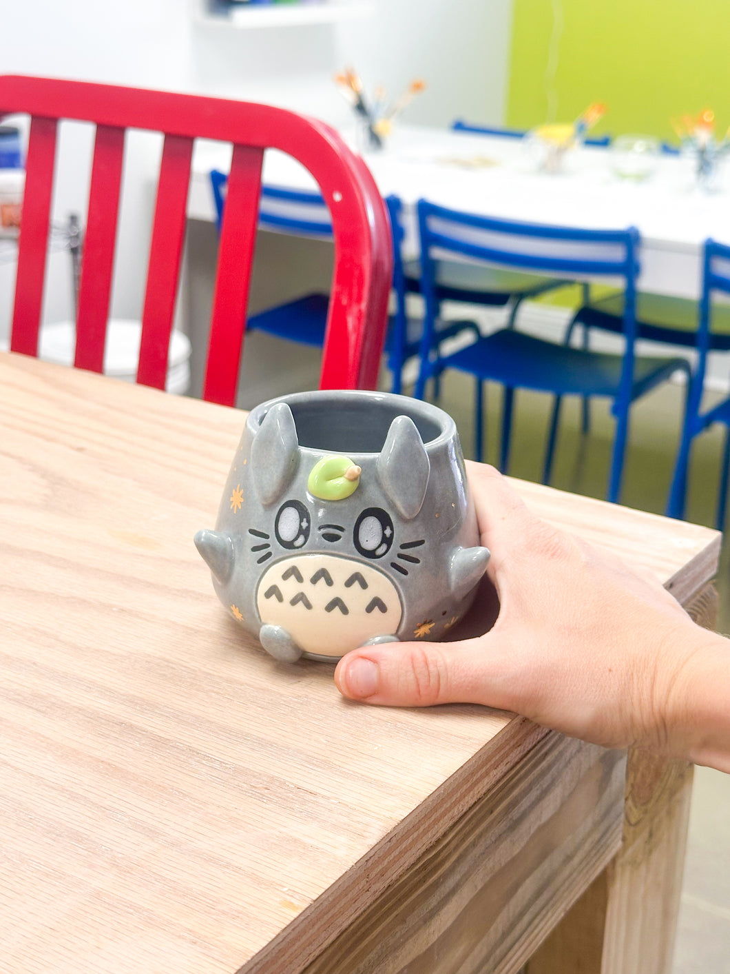 Grey Totoro Espresso Cup Gold Luster