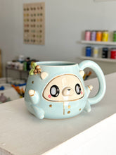 Load image into Gallery viewer, Blue Cozy Bear in Pjs Mug with Back Flap
