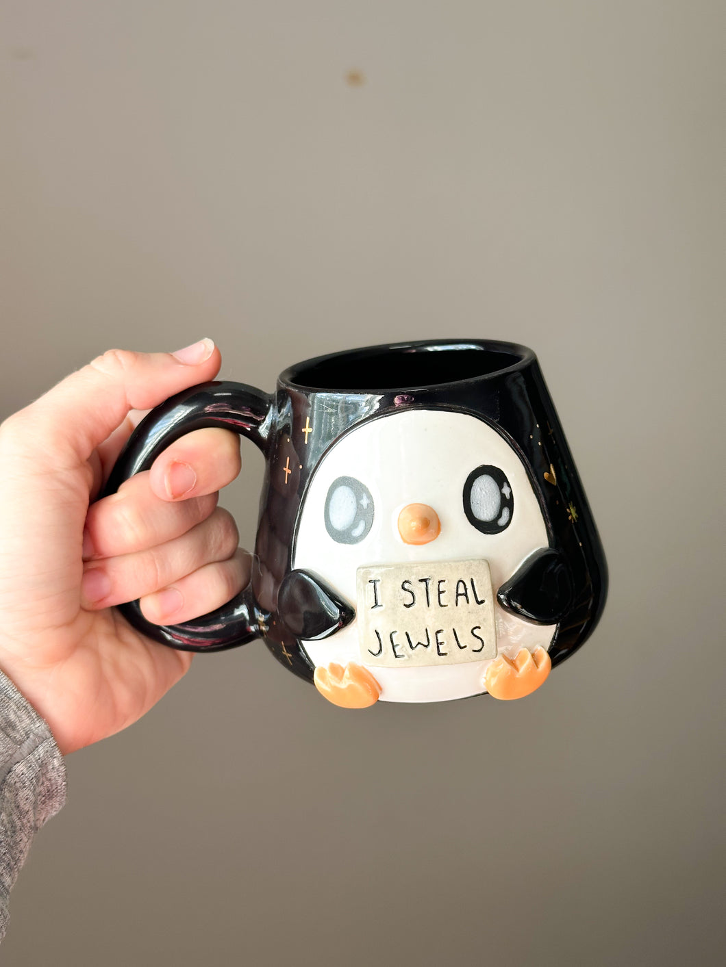 Gunter the Penguin Right Mug Gold Luster