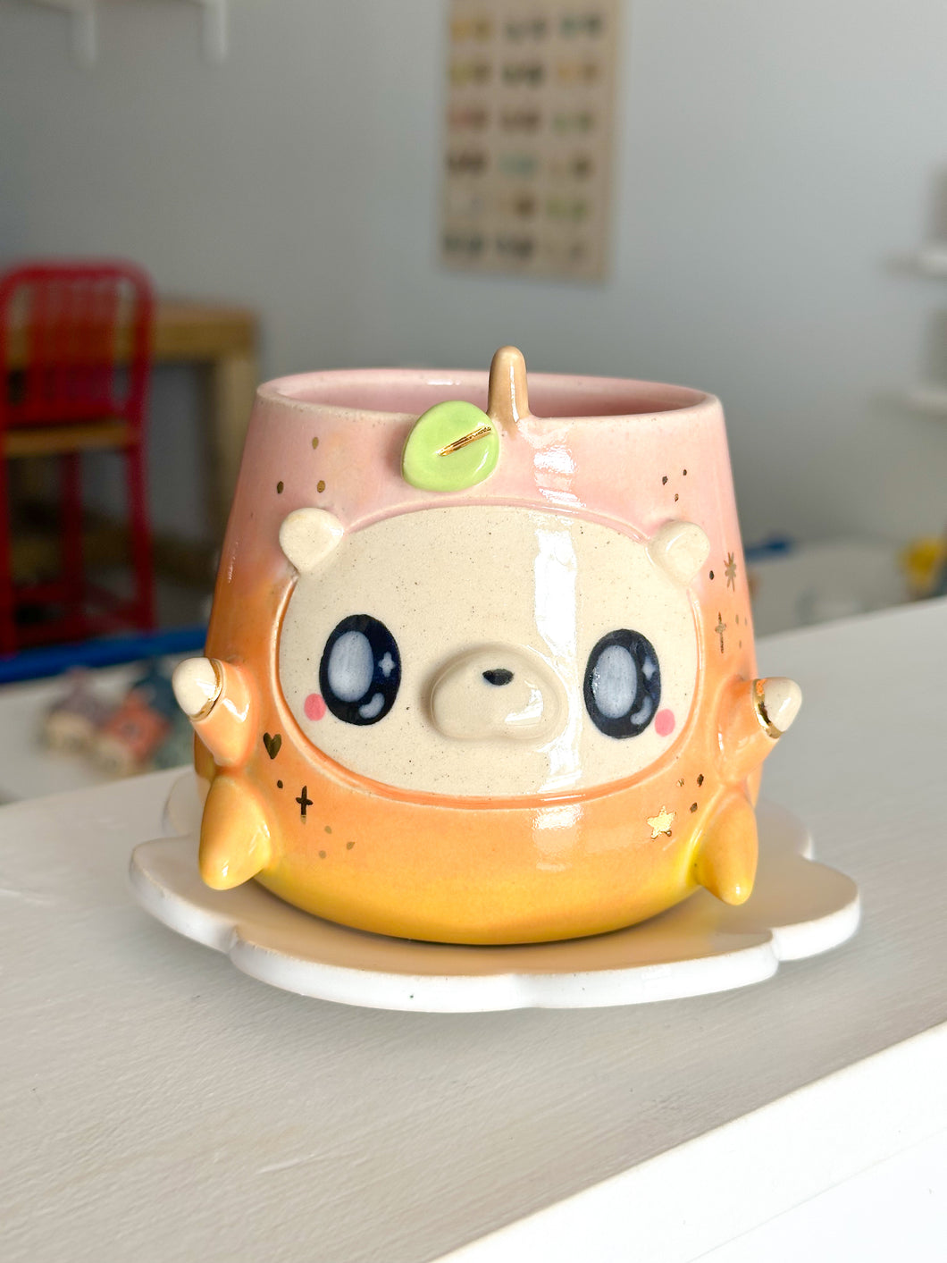 Fruity Bear: Peach Tea Cup & Saucer Set