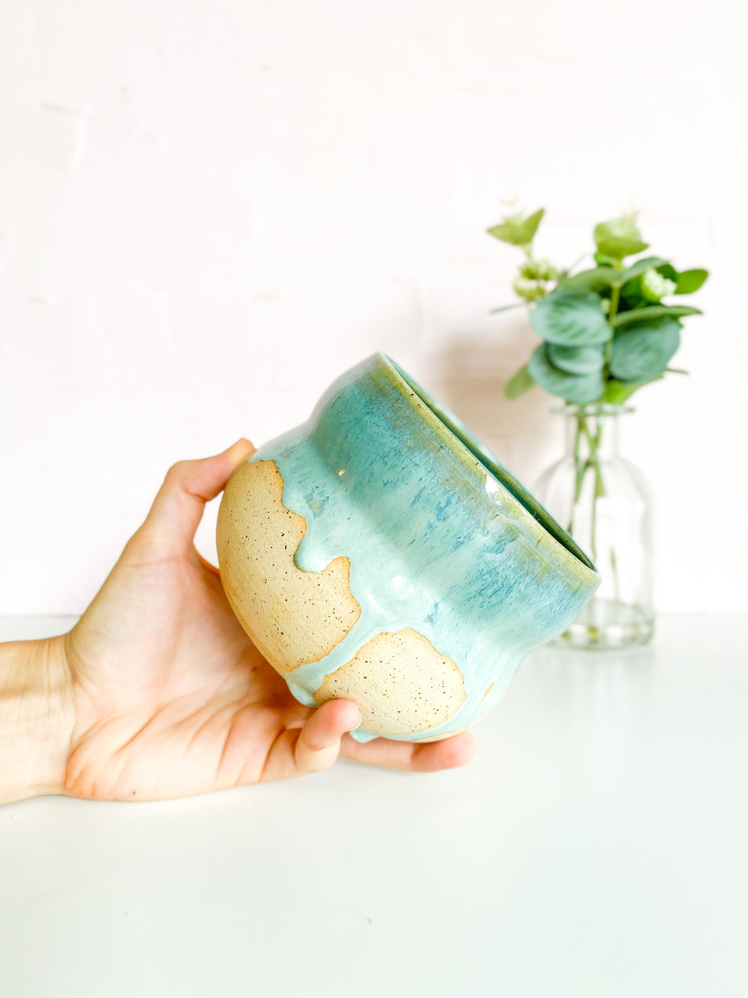 Turquoise Drip Planter 4.5” x 3.75” (21)